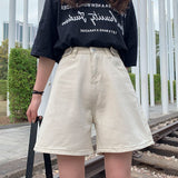 Woman Jeans Shorts Clothes High Waisted 2020 Summer Streetwear Baggy Wide Leg Vintage Fashion The New Black Harajuku Pants