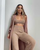 Amfeov 2PCS/Sets Sexy Fluffy Suits Velvet Plush Hooded Sleepwear Shorts+Crop Top Women Tracksuit Casual Sports Set Overalls Sweatshirts