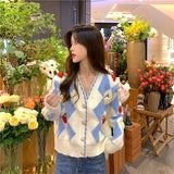 Vintage V Neck Long Sleeve Women Pullovers Sweater Korean Office Lady Lace Patchwork Jumpers Autumn Elegant Sueter Mujer