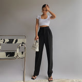 Spring New Office Lady High Quality Elegant Casual Fashion Wide Leg Women Female Pants Hot Sales