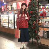 Christmas Gift Women's Sweaters Casual Loose Outer Wear Korean Pullovers Students Thickened Red Christmas Warm Vintage Cute Tops Knitting