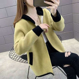 Christmas Gift Sweet Hooded Knitted Female Cardigan Loose Streetwear Knit Short Autumn Winter New Mink Cropped Sweater Cadigan Sweaters Women