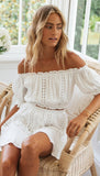 Back to School  2022 Summer Two Piece Sets Women Bohemian Casual Beach Skirts 2Pcs Sets Lace Off Shoulder Crop Tops And Short Pleated Skirt