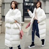 Christmas Gift X-length Oversized Bomber Long Jacket Plus Size Woman Winter Cotton Coat Parka Women Korean Basic Jackets Outerwear Snow Wear