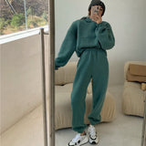 Amfeov 2023 Spring Women Hoodies Sweatshirt Tracksuit Fleece Cotton 2 Pieces Sets Pants Suits