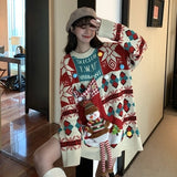 Christmas Gift Girlfriends Christmas Long Sweater Harajuku Loose Thick Plus Velvet Girlfriend Outfit New Year Sweater Fashion Ladies Clothes