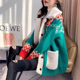 Christmas Gift Woman Sweaters Christmas Red Sweater Cardigan Women Thickened Autumn Winter 2020 Loose Knitted Coat  Femme Chandails Pull Hiver