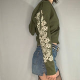SUCHCUTE Floral Printing Vintage Women Sweatshirts Streetwear Zipper Tops Punk Casual Long Sleeve Hoodies Lady Fashion Style