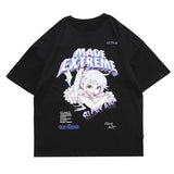 Amfeov Women's clothing T-Shirt Cartoon Anime Manga Girl Printed Tee Shirts Summer Loose Korea Harajuku Punk Top Hip hop Streetwear y2k