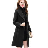Amfeov 2023 New Spring And Autumn Woolen Coat Female Long Large Size Thick Women Woolen Jacket Slim Lady Clothing Women's Coats