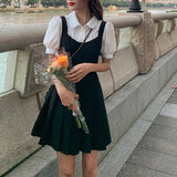 Amfeov hoco dresses back to school Vintage One Piece Dress Korean Short Sleeve Elegant Y2k Mini Dresses Women Casual Gothic Black Dress Summer  Kawaii Lolita