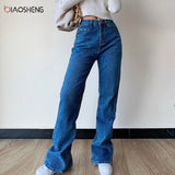 Women's Flared Jeans High Waist Fashion Wide Leg Jeans Streetwear Plus Size Trousers Female Baggy Mom Denim boot cut Pants 2021