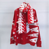 Christmas Gift Womens Knitting Christmas Scarf Claus Letter New Loose Lazy Wind Festive Embroidery O-Neck Warm Thick Pullovers Sweater
