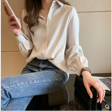 Back To School Amfeov 2022 Spring New White Shirt Plus Size 4XL Blouse Casual Loose Women Shirts Fashion Long Sleeve Buttons Women Tops Streetwear