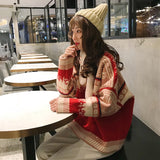 Christmas Gift Women Knitting Christmas Pullovers Casual Thicken O-Neck Korean Loose Thicken Warm Sweater Female Streetwear