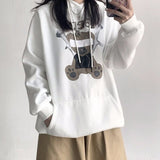 Christmas Gift Deeptown Gothic Hoodie Women Anime Bear Print Sweatshirt Pattern Long Sleeve Pullover Oversized Streetwear Japan Style Casual