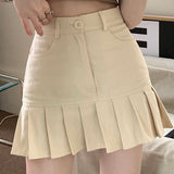 Sets Women Summer Criss-cross Bandage Sexy Camis Crop Tops Ulzzang Slim A-line Pleat Solid Denim Skirts Fashion Club Streetwear