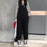 Denim Women Jumpsuits Vintage Button Pockets Japanese Style Sweet Fresh Trendy Ins Full Length Straight All-match Loose Students