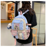 Amfeov 2022Cute Women Backpacks Waterproof Multi-Pocket Nylon School Backpack For Student Female Girls Kawaii Laptop Book Pack Mochilas