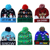 Amfeov Christmas Gift LED Christmas Hats Beanie Sweater Christmas Santa Hat Light Up Knitted Hat for Kid Adult For Christmas Party