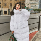 Christmas Gift X-length Oversized Bomber Long Jacket Plus Size Woman Winter Cotton Coat Parka Women Korean Basic Jackets Outerwear Snow Wear