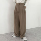 Casual Women Wide Leg Long Pants High Waist Loose Solid Color Korean Style Vintage Office Lady Baggy Trousers 2021 New Fashion