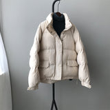 winter ladies fashion oversize stand collar jacket 2021 new style women zipper thicken warm bread down parka chic coat female