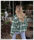 Green Plaid Fleece Outwear Fashion Warm Winter Office Ladies Jacket Coat Za 2022 Women Blazer Femme Oversize Casual Chic Tops