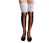 Christmas Gift Chicken Long Socks Fashion Cotton Funny 3D Unisex Over Knee High Socks Halloween Christmas Cartoon Gift Thigh Highs Women