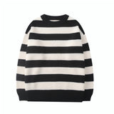 Autumn Green Striped Knitted Sweater Women Winter Pullovers Casual Oversized Sweaters Loose Harajuku Couple Sueter De Mujer