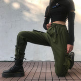 Cargo Pants Women Wide Leg Sweat Pants Oversized Vintage Army Green Trousers Plus Size Streetwear Sweatpants Joggers