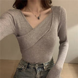 Casual Bottoming Pullover Knitted Jumper All-match Slim Fit  Sweater Women Long Sleeve Solid Autumn Winter Clothes Women  10374