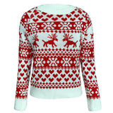 Amfeov Christmas Gift Hot Christmas Women Sweater Elk Snowflake Xmas Long Sleeve O-neck Christmas Knitting Pullover Short Sweater Top Jumper Knitwear