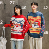 Amfeov Christmas Gift Christmas Sweater Retro Christmas Couple Outfit Loose Lazy Outside Wear 2024 Autumn Winter Snowflake Round Neck New Year Sweater