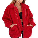 Amfeov Christmas Gift Autumn Winter Faux Fur Coat Women 2020 Casual Warm Soft Zipper Fur Jacket Plush Overcoat Pocket Plus Size Teddy Coat Female XXXL