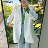 Chic Loose Light Green Women Blazer Summer One Button Female Suit Jacket Full Sleeve Outwear blaser femme 2021