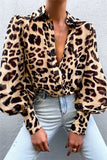 Back to School  2022 Autumn Puff Sleeve Shirts Blouse Women Floral/Leopard Long Sleeve Lapel Buttons Vintage Shirts Elegant Blouses Tops Female