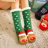 Amfeov Christmas Gift Soft Deer Cat Sheep Christmas Female Designer Sock Silicone Non-slip Women's Slippers Sock Fuzzy Socks Warm Plush Bedroom Women