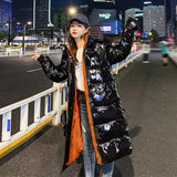 Christmas Gift Women Winter X-length Puffer Hood Bomber Basic Jacket Long Female Coat Loose Parka Plus Size Korean Hat S Outerwear Snow Wear