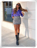 Amfeov White Plaid Checkers Plaid Skirt A Line High Waist Fashion Office Ladies Mini Skirts  2024 Women Faldas Cortos Jupe Femme New