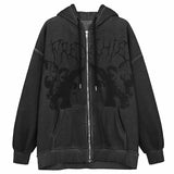 Y2K Gothic Sweatshirt Oversized Hoodie Women Autumn Zip Up Long Sleeve Coat Top Female 90S Vintage E-Harajuku Grunge Clothes