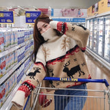 Christmas Gift Women's Christmas Snowflake Turtleneck Sweater New Korean Casual Version Warm Thickened Knitting Pullovers Loose