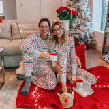 Amfeov Christmas Family Pajamas New Parent-child Outfit Autumn Winter Deer Adult Kids Matching Clothes Pajamas Cotton Homewear