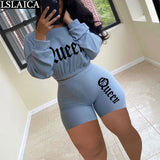 Clothes for Women Skinny Fashion New Two Piece Set Top and Pants Elastic Waist Letter Printing Long Sleeve Conjuntos De Mujer