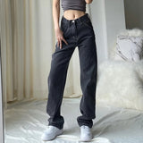 Amfeov back to school Cheeky Straight Jeans for Women High Waist Loose Non Stretch Denim With Slim Relaxed Fit Vintage Inspired Feel Pants