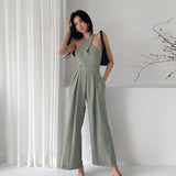 Summer New Women Jumpsuits Sexy Backless Rompers Female Solid Wide Leg Office Lady Playsuits
