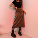 Rapcopter Striped Long Skirts y2k Retro Straight Skirts High Waisted Summer Skirts Women Sweet Cute Party Skirts 2021 New Trendy