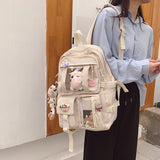 Amfeov Backpack Waterproof Nylon Female Schoolbag College Lady Laptop Backpacks Kawaii Girl Travel Book Bags Cute Women Large Capacity