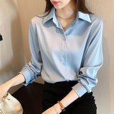 QOERLIN 4XL OL Style Chiffon Blouse Women Plus Size Long Sleeve Elegant Tops Shirt Solid Long Sleeve Korean Loose Blouses Blusas