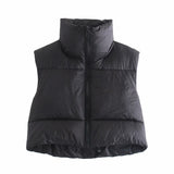 Christmas Gift PUWD Casual Woman Pink Light Short Puffer Vest 2021 Spring Fashion Ladies Warm Double-Side Outwear Female Streetwear Down Tank